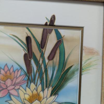 Signed Lotus Flower Painting