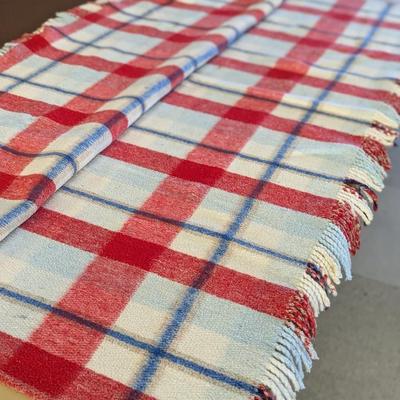 Red White & Blue Plaid Blanket Approx 77 3/4" x 88"