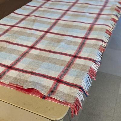 Red White & Blue Plaid Blanket Approx 77 3/4" x 88"