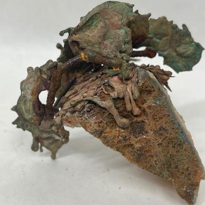 Bronze Sculpture on Amethyst Crystals, Small Girl Jumping Rope