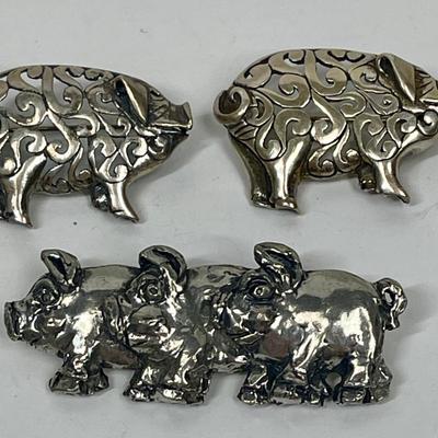 Pig Piggy Brooch Pins Lot