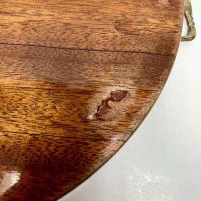 Italian Floral Marquetry Round Tray w/ Handles