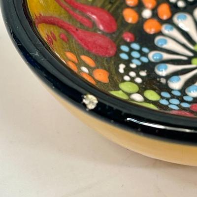 Colorful Mini Miniature Ceramic Pottery Lot - bowl, pitcher, 2 vases