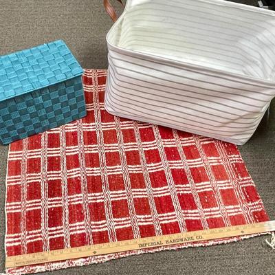 Misc Household Lot - square mat and 2 storage containers