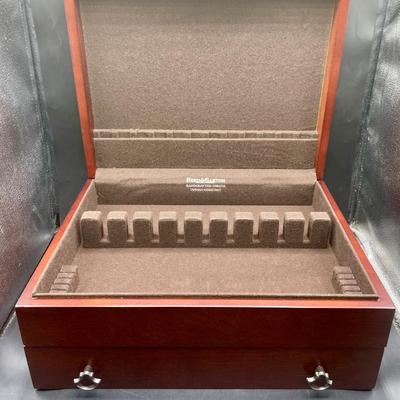 Reed and Barton Bristol Cherry Flatware Chest, Wooden Silverware Organizer and Storage Chest with 1 Drawer