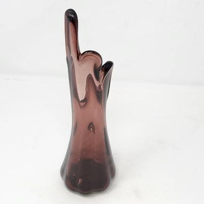 10" Plum/Amethyst Swung Glass Vase