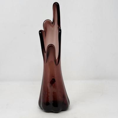 10" Plum/Amethyst Swung Glass Vase