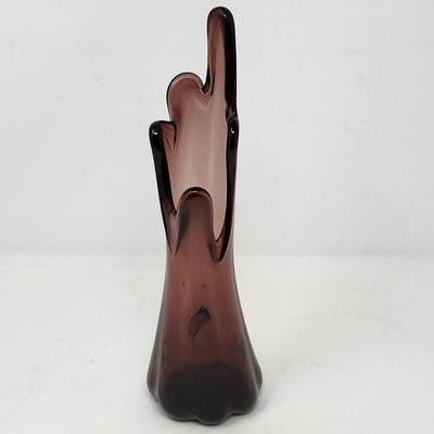 10" Plum/Amethyst Swung Glass Vase