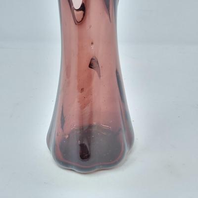 10" Plum/Amethyst Swung Glass Vase