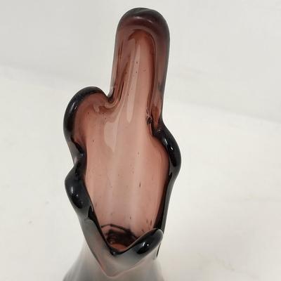 10" Plum/Amethyst Swung Glass Vase