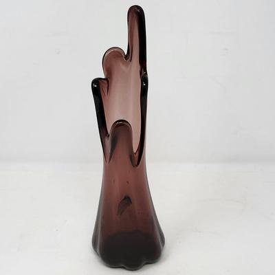 10" Plum/Amethyst Swung Glass Vase