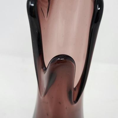10" Plum/Amethyst Swung Glass Vase