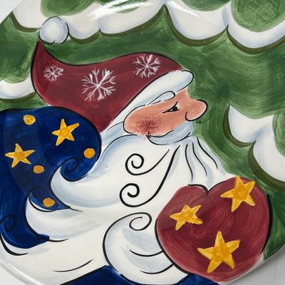 Handpainted Jolly Santa Treat 11.25” Plate
