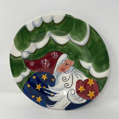 Handpainted Jolly Santa Treat 11.25” Plate