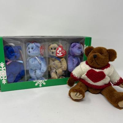 TY Heart Bear & Jingle Beanie Babies