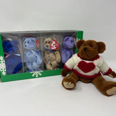 TY Heart Bear & Jingle Beanie Babies