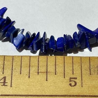 Designer Sterling Silver Lapis Chip Bead 18-20" Adjustable Necklace in VG Preowned Condition.