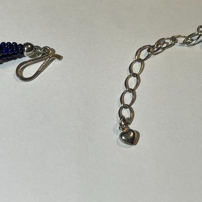 Jay King (DTR) Sterling Silver New Never Used Turquoise & Lapis Beaded 16"-20" Adjustable Necklace Preowned from an Estate....