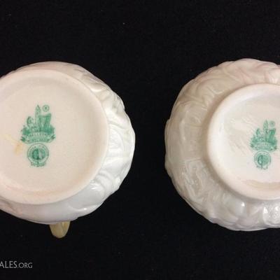 Vintage Irish Belleek Porcelain Creamer and Sugar Bowl Set