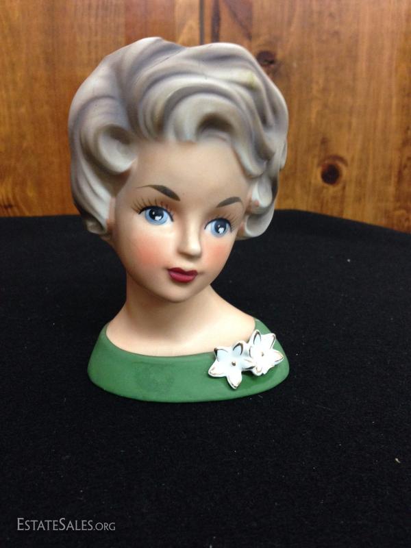 Vintage Head Vase Lady With Green Dress Estatesales Org
