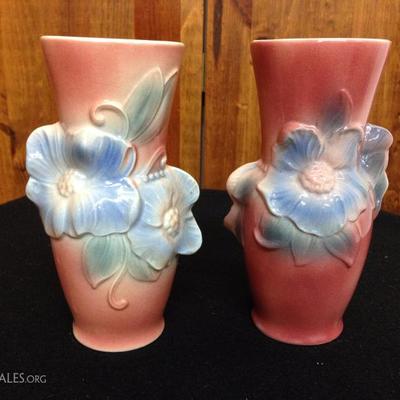Vintage Royal Copley Corsage 7 Inch Vase Green & Blue Floral Design