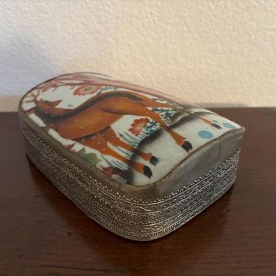 Lot 43 - Large Silver Box with Antique Chinese Porcelain Top