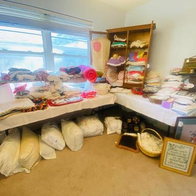 Lot 25: Linens, Cabinet & More