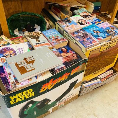 Sale Photo Thumbnail #141: - Shelves are built in. 
Light brown cabinet on rollers on far right is included. 

NO CHERRY PICKING or taking ONLY the items you want and leaving the rest! Please arrive with enough time to load. Bring boxes/any tools to assemble/dolly/people to help lo