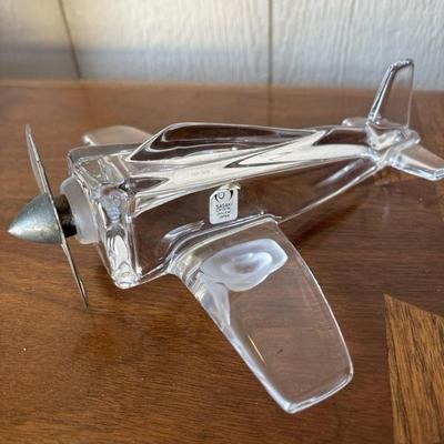Lot 41 - Sasaki Crystal Airplane With Metal Propeller