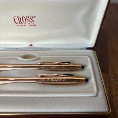 Lot 40 - Cross Pen and Pencil Set 14k gold filled Monogrammed