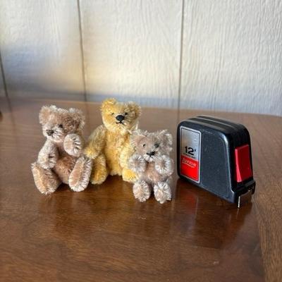 Lit 36 - Three Mini Stuffed Jointed Bears 2 1/2” tall