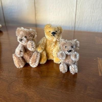 Lit 36 - Three Mini Stuffed Jointed Bears 2 1/2” tall