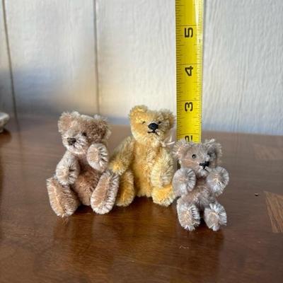 Lit 36 - Three Mini Stuffed Jointed Bears 2 1/2” tall