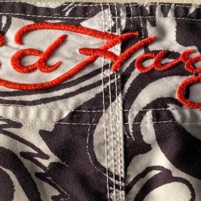Ed Hardy Pray for Surf swim trunks.
