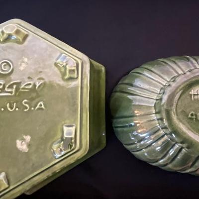 Haeger Green bowls, 4003 and 40208 USA
