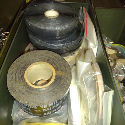 Three Metal Dry Boxes with Contents