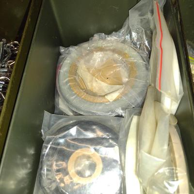 Three Metal Dry Boxes with Contents
