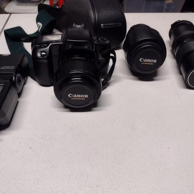Canon Camera EOS ELAN Film Camera with Two Lenses and Speedlite 540EZ