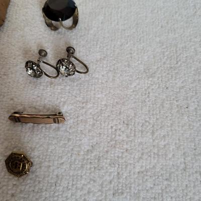 GERMAN MOURNING PINS, BROOCHES & PINS PLUS SLOVAK EARRINGS