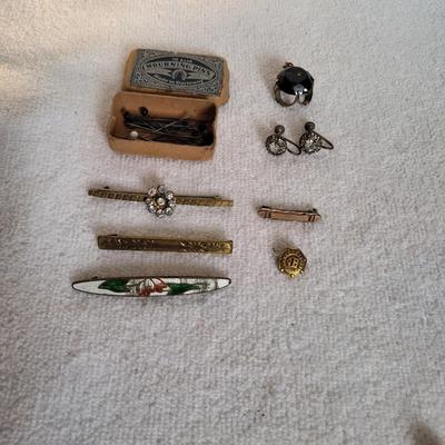 GERMAN MOURNING PINS, BROOCHES & PINS PLUS SLOVAK EARRINGS