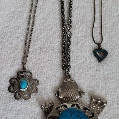 STERLING HEART NECKLACE, TURQUOISE COLORED JEWELRY AND MORE