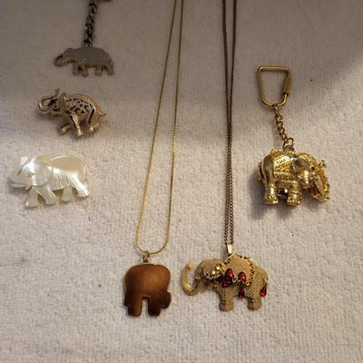 COLLECTION OF ELEPHANT JEWELRY, SOME SIGNED