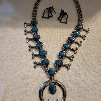 TURQUOISE COLORED SQUASH BLOSSOM INSPIRED