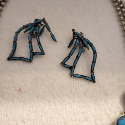 TURQUOISE COLORED SQUASH BLOSSOM INSPIRED