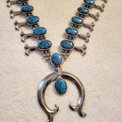 TURQUOISE COLORED SQUASH BLOSSOM INSPIRED