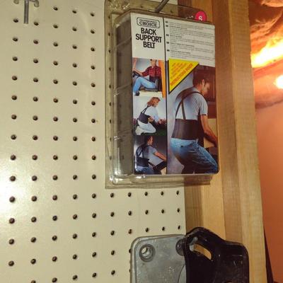 Assorted Tools and Automotive Accessories- Contents on Pegboard