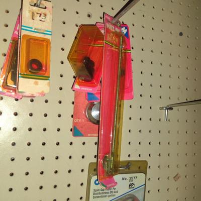 Assorted Tools and Automotive Accessories- Contents on Pegboard