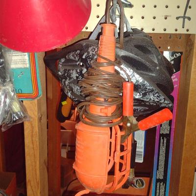 Assorted Tools and Automotive Accessories- Contents on Pegboard