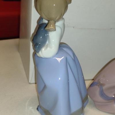 Pair of Nao by Lladro Porcelain Figurine- 'Girl with Sleepy Puppy' and 'Spring Breeze' (#8)