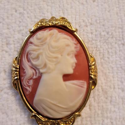 CAMEO BROOCHES AND 2 NECKLACES